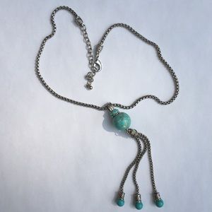 Dangling Necklace with Blue Accents